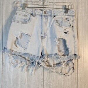 Pacsun Mom Short Distress Light Washed Cut Off Denim Shorts Hight Waisted SZ 26